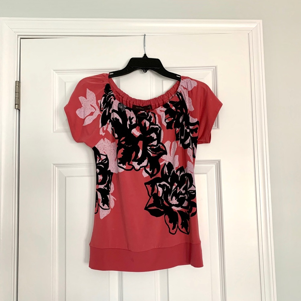 The Limited Pink and Black Floral Blouse